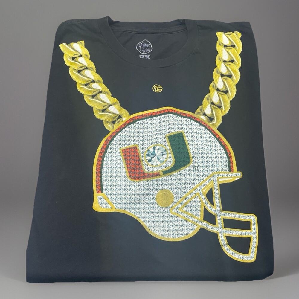 Miami Hurricanes The U Turnover Gold Chain Mens XXL Black